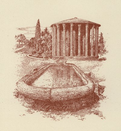 Řím, Vestin chrám (litografie) od Italian School