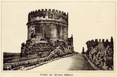 Řím: Hrobka Cecilie Metella (litho) od Italian School