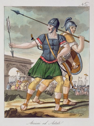 Římští lukostřelci, z LAntica Roma, 1825 od Italian School