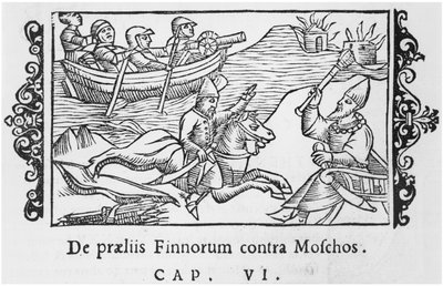 Boj Rusů a Finů, ilustrace z knihy Historia de Gentibus Septentrionalibus od Olause Magnuse (1490-1558), vydané v Římě roku 1555. od Italian School