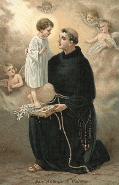 Svatý Antonín Paduánský (barevná litografie) od Italian School