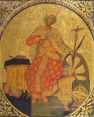 Svatá Kateřina Alexandrijská (tempera a plátkové zlato na panelu) od Italian School