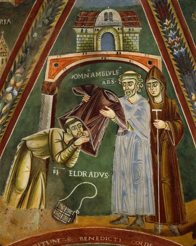 Svatý Heldrad se vrací ze Santiaga de Compostela, v kapli sv. Heldrad a Nicholas (freska) od Italian School