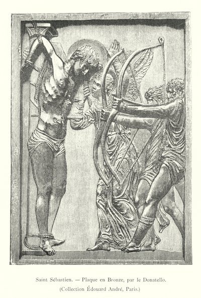 Saint Sebastien, Bronzová plaketa, Donatello, sbírka Edouard Andre, Paříž (rytina) od Italian School