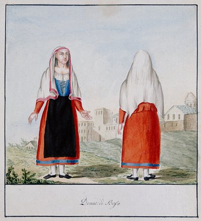 Sardinské kostýmy Bosa, tištěné ms.258, Luzzetti Collection od Italian School