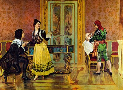 Scéna z opery „Lazebník sevillský“ od Gioachina Rossiniho od Italian School