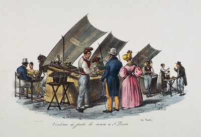Prodejce mořských plodů v Santa Lucia, Neapol, Itálie od Italian School