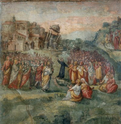 Kázání svatého Hippolyta, detail obrazu Umučení svatého Hippolyta a jeho společníků od Italian School