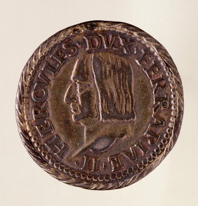 Stříbrná mince (velká hlava) z Ferrary (Ferrara): vláda vévody Ercole I d