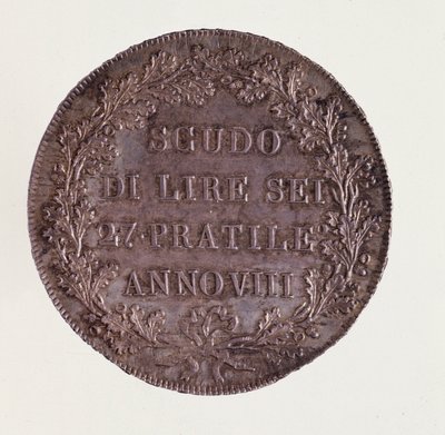 Stříbrné ECU z Milána. 16.06.1800. Průměr 3,9 cm Neapol, archeologické muzeum od Italian School