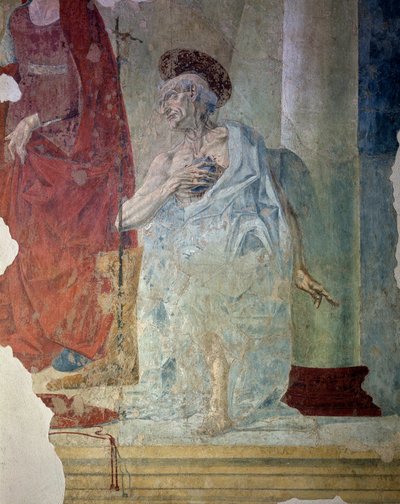 Svatý Jeroným jako kajícník. Detail. Freska od Italian School