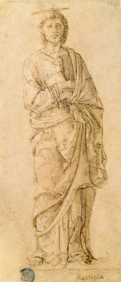Svatý Jan Evangelista, připisovaný buď Giovanni Bellinimu (asi 1430-1516) nebo Andrei Mantegnovi (1430-1516) (pero a inkoust na papíře) od Italian School