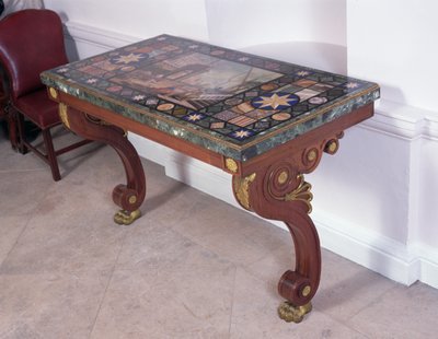 Stolová deska zobrazující přístav Livorno podle návrhu Antonia Ciocciho (fl. 1722-92) (pietra dure) (pár viz 316265) od Italian School