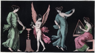 Bacchae - Bacchantes - rytina z „“ Zvyků a tradic všech národů vesmíru. Tedy Dějiny vlády, zákonů, milicí, náboženství všech národů od nejvzdálenějších dob až po současnost „1856 od Italian School
