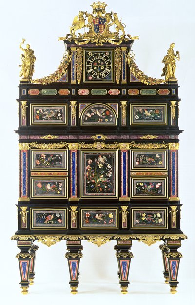 Badmintonový kabinet, cca 1720-32 (pietra dura, eben a ormolu) od Italian School