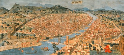 „Carta della Catena“ ukazuje panorama Florencie od Italian School
