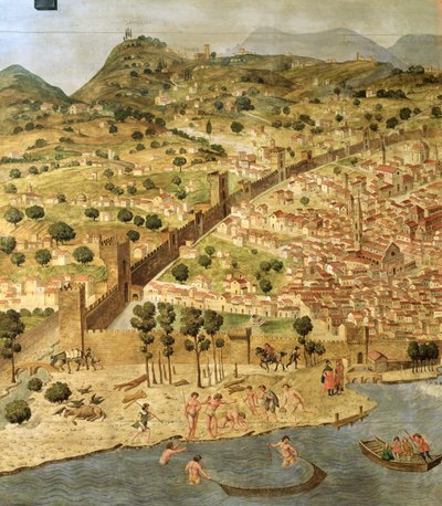 „Carta della Catena“ ukazuje panorama Florencie od Italian School