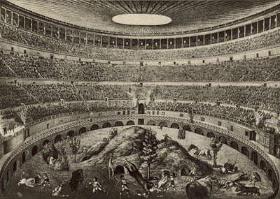 Koloseum, Velká honička divoké zvěře (litho) od Italian School
