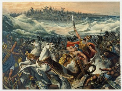 Egypťané tonoucí se v Rudém moři - v „Klasické zlaté bibli: Historie Božího zjevení ve starověkém a novém stresu“ od Giovanniho Ladislao Sykory (vol. 1), přeložil Don Clemente Benetti. (italská bible) od Italian School