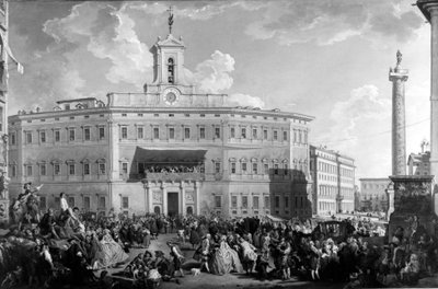 Loterie na náměstí Piazza Montecitorio, Paolo Panini, 18. století (malba) od Italian School