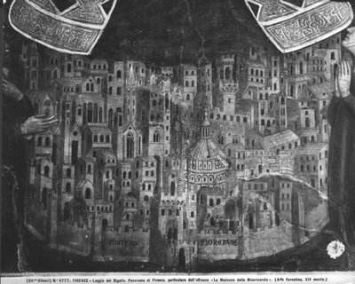 Madona milosrdenství, detail města Florencie od Italian School