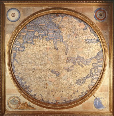 Mappa Mundi Fra Maura, kamaldulského mnicha z kláštera San Michele v Muranu od Italian School