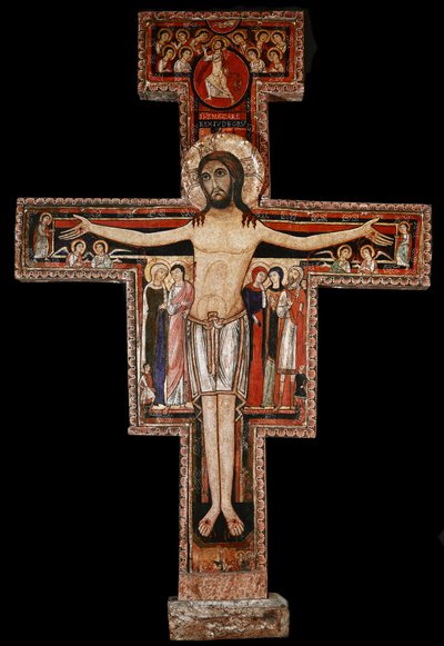 Kříž San Damiano, cca 1100 (lakované dřevo) od Italian School