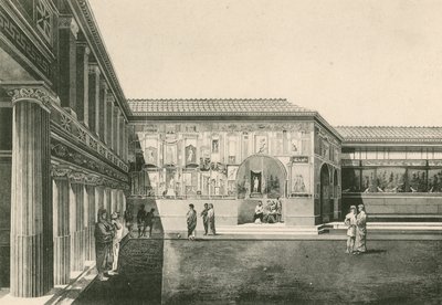Stabian Baths - nádvoří štuků tak, jak bylo (hlubotisk) od Italian School