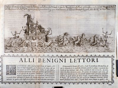 Alegorický vůz. Z Letopisů popisujících oslavy organizované v Mantově princem z Gonzagy od Italian School