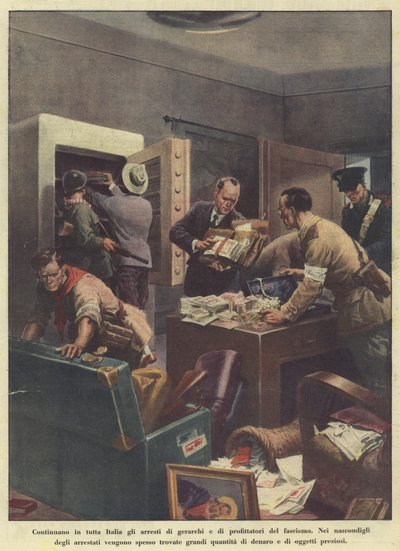 Zatýkání hierarchů a prospěchářů fašismu pokračuje po celé Itálii (Colour Litho) od Italian School