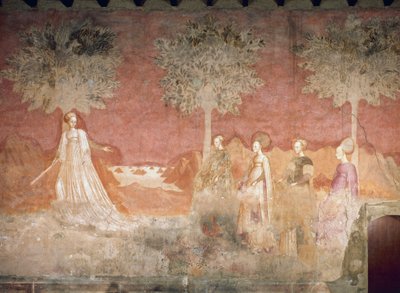 Míčová hra, scéna z cyklu Hry, cca 1445-1450, freska, Palazzo Borromeo, Milán, Lombardie, Itálie od Italian School