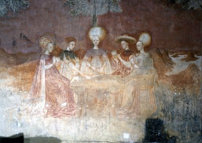 Karetní hra. Fresky Palazzo Borromeo v Miláně od Italian School