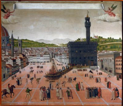 Hranice Girolamo Savonarola na náměstí Piazza della Signoria, Florencie v roce 1498 (malba) od Italian School