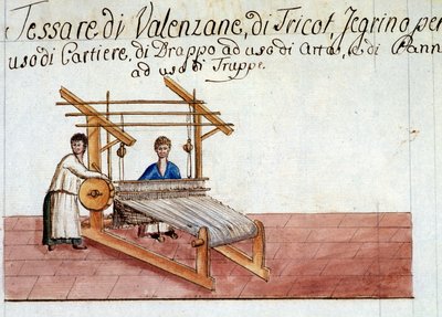 Tkaní vlny. 1807. Státní archiv Milánský od Italian School