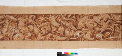 Three Drawings after the Antique, c.1750 (kresba štětcem zvýrazněná hnědým lavírováním přes slabý náznak černou křídou) od Italian School