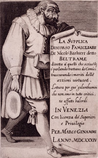 Titulní strana „Petice“ od Niccolo Barbieriho, Benátky od Italian School