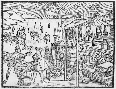 Obchod ve Skandinávii, ilustrace z knihy Historia de Gentibus Septentrionalibus od Olause Magnuse (1490-1558), vydané v Římě roku 1555. od Italian School
