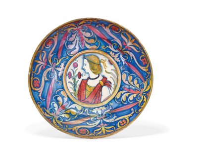 Umbrijská majoliková mísa se zlatými a rubínovým leskem, od Deruty po Gubbio, kolem 1510-20 od Italian School