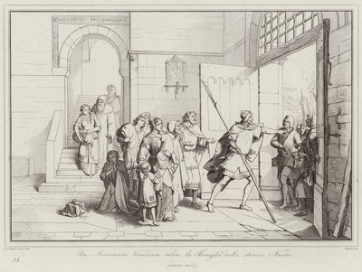 Benátský kupec zachrání rodinu historika Niketase od Italian School