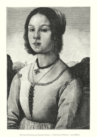 Mladý Florenťan, Francesco Granacci, Collections of Florence, The Uffizi (rytina) od Italian School
