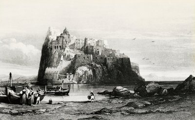 Pohled na ostrov Ischia, rytina, Itálie od Italian School
