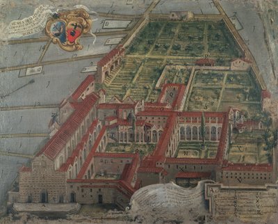 Pohled na kostel a klášter Santa Croce v roce 1718 od Italian School