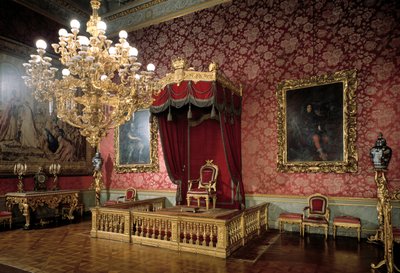 Pohled na trůnní sál nebo pokoj komorníků Královské apartmány z 19. století, Palazzo Pitti, Florencie Itálie od Italian School