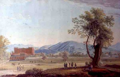 Pohled na vilu a park (akvarel na papíře) od Italian School