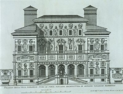 Pohled na fasádu Villa Borghese, Řím od Italian School