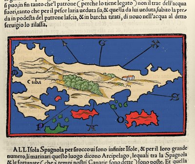 Pohled na ostrov Kuba. Isolario (mapa ostrovů) od Benedetta Bordonea. Benátky 1547 od Italian School