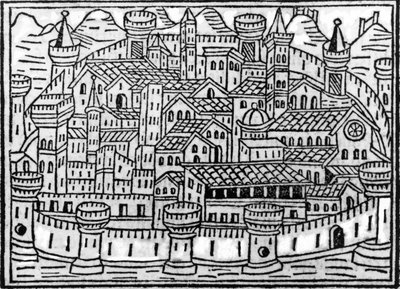 Opevněné město ze Supplementum Chronicarum od Giacoma Filippa Forestiho, 1506 od Italian School