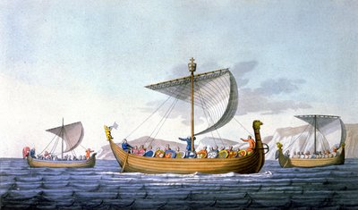 Vilém Dobyvatel a jeho námořnictvo, jedoucí do Anglie, ilustrace z 
