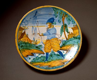 Mladý muž šlechty. Keramický talíř vyrobený v italském Viterbu. Konec 16. století Florencie, Museo Nazionale del Bargello od Italian School