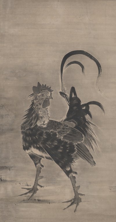 Kohouti, slepice a kuřátka, vlevo od páru, 1795 od Ito Jakuchu